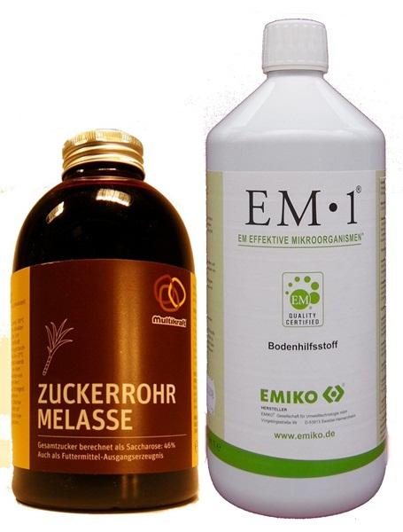 EM-1 und Melasse je 1Liter für die EMa Herstellung